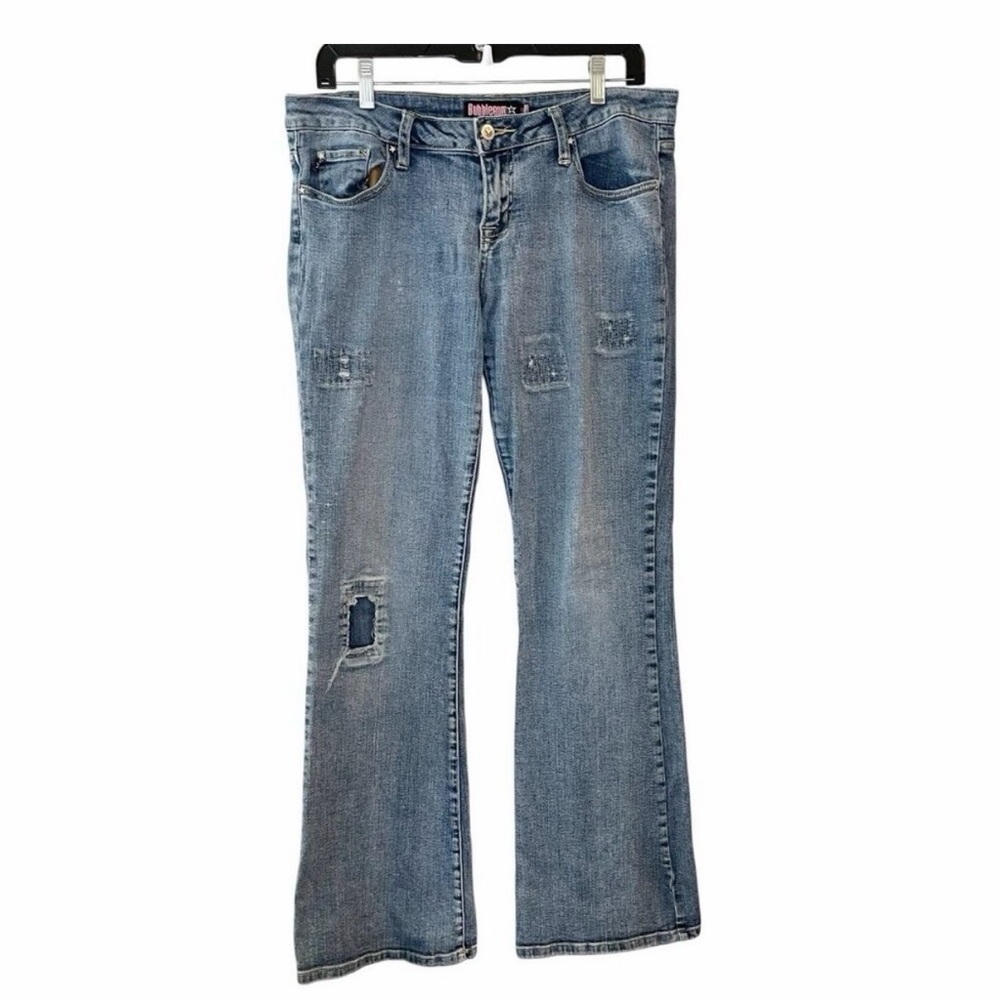 Vintage Bubblegum USA Size‎ 7/8 Bootcut Y2K Denim Jeans Distressed Patchwork